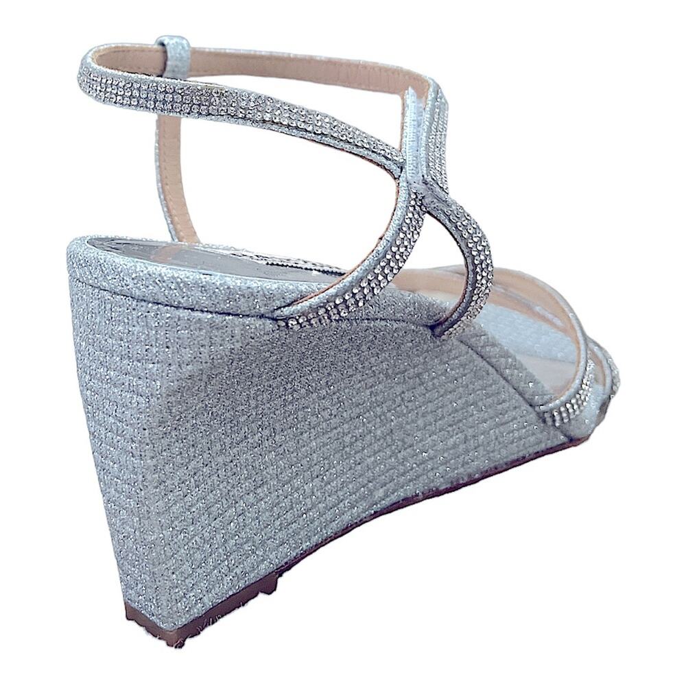 Badgley Mischka Silver Raegan Embellished Wedge Sandals NWOT - Picture 6 of 9